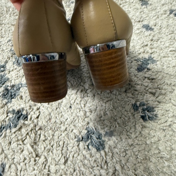 Vintage Hush Puppies Steps Tan Leather Block Heel Ballet Pumps Size 8 - Picture 6 of 8